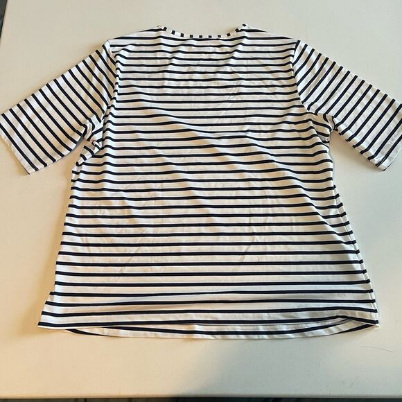 Lands’ End Women’s XL Sunshade UPF50 Elbow Sleeve Rash Guard Navy And White - Picture 7 of 7